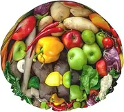 Fresh Fruits And Vegetables Print Various Activities Shower Cap Reusable Soft And Lightweight Bath Hair Cap Long Hair