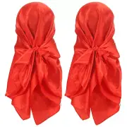 2Pcs 35 Inch Square Satin Head Scarf Silk Feeling Hair Scarf, Red