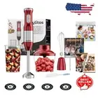 BPA-Free 1000W Immersion Blender with Chopper & Whisk - Elegant Red Design