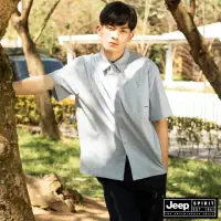 在飛比找momo購物網優惠-【JEEP】男裝 簡約涼感短袖襯衫(藍色)
