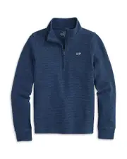 Vineyard Vines Boys' Saltwater Stripe Quarter Zip Mock Neck Sweatshirt - Little Kid, Big Kid