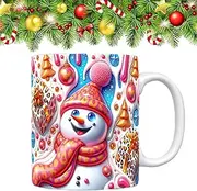 Christmas Cups - Coffee Cup for Hot Chocolate, Visual Effect Pattern Hot Chocolate Milk Water Cup for Home