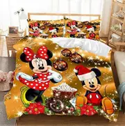 v5390 Bed Sheets Christmas Mickey Minnie Mouse Doona Duvet Cover Bedding PillowCase Cover Bed Sheets IU5390