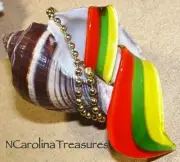 RIBBON TWIST ART GLASS YELLOW GREEN ORANGE CEILING FAN LIGHT SWITCH PULL LG PR