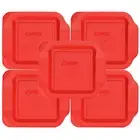 New Pyrex 222-PC Red 2Qt Square Plastic Storage Lid Covers 5PK for Glass Dish
