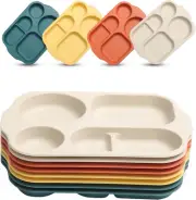 12" 8PCS Unbreakable Divided Plates for Kids Adults Wheat Straw Dividers Safe