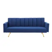 Lena Modern 3-Seater Velvet Fabric Sofa Bed - Navy - Navy