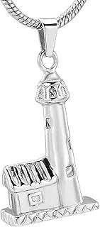 KETIME Lighthouse Cremation Jewelry for Ashes of Loved Ones Keepsake Memorial Urn Pendant Necklace for Dad - Stainless Steel
