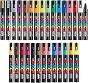 Posca Paint Marker Full Range Bundle Set, Mitsubishi Poster Colour All Color Marking Pen Medium Point 29 Colours (22 Standard & 7 Natural) Japan Import