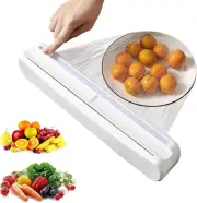Plastic Wrap Dispenser with Cutter, Reusable Cling Film Dispenser