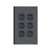 Six Gang Matte Black Wall Plate with Switch
