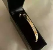 Designed Vintage 0.70Ct Love Women's Fine Bangle Bracelet 14K Yellow Gold Finish
