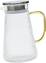 HAKIDZEL Delicate Glass Water Carafe with Lid Elegant Cold Resistant Pitcher for Home Office Safe Capacity Beverage Kettle Stylish Kitchen