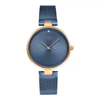 在飛比找PChome24h購物優惠-OBAKU 渦旋幾何時尚腕錶-藍X玫瑰金