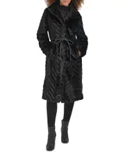 Kenneth Cole Grooved Faux Fur Coat