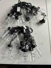 Clear Mason Jar String Lights Black Wires 2 Sets Connect Together
