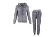 FIL Women's Fleece 2pc Set Hoodie Track Pants - Amour - Grey [Size: 10]