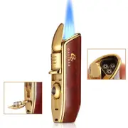 Galiner 3 Jet Torch Flame Cigar Lighter With Punch Butane Refillable Windproof