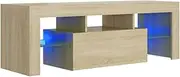 'vidaXL Modern TV Stand Cabinet with LED Lights in Sonoma Oak Finish - Engineered Wood, Ample Storage Space, 120x35x40 cm - Stylish and Functional Addition for Living Room or Bedroom