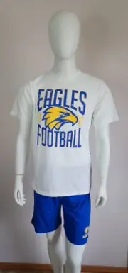 West Coast Eagles AFL AFWCE0839 W24 Mens Short Sleeve Pyjama Set Size M New