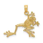 14K Yellow Gold 2-D Textured Frog Charm