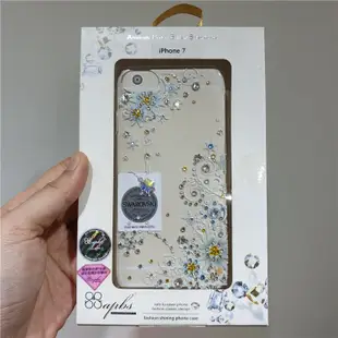 破盤出清正版授權施華洛世奇水鑽 適用於iphone手機殼 蘋果7 PC硬殼 保護套 雪絨花