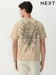 Stone Leaf Relaxed Fit Graphic Print Heavy Weight T-Shirt (AU5957) | $36