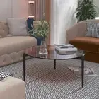 Bright & Limpid Round Glass Coffee Table Stable&Durable Versatile Sofa End Table
