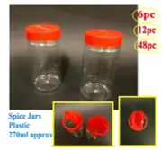 Plastic Spice Shakers Storage Container Jars Screw Top Jar Red Shaker Lid 270ml