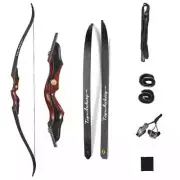 60inch Archery Recurve Left Hand Bow Take-down Bow for Red Wooden 25-50lbs