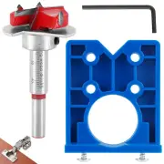 For Kitchen Cabinet Doors Concealed Hinge Hole Jig+Saw Drill Bit Tool Set 35mm♆