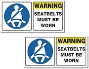 Seatbelts Must be Worn sticker 100mm 2 pack quality water & fade proof vinyl