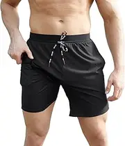[GRTXIN] Men's 2 in 1 Running Shorts, 7" Quick Dry Gym Athletic Shorts for Men, Workout Shorts with Zip Pockets and Towel Loop