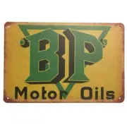 BP Motor Oils Tin Sign Bar Shed Garage Man Cave Wall Plaque 30cm x 20cm