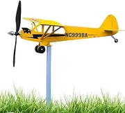 Airplane Weathervane Decoration - Airplane Weathervane, Outdoor Aircraft Wind Spinner | Metal Weather Vane Decoration, Piper J3 Airplane, Metal Plug-in Vane Decor for Lovers