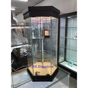 工廠直營金時代玻璃櫃.桌上型LED六角旋轉玻璃櫃.精品展示櫃.模型櫃.公仔櫃.飾品車台.櫃台.飾品櫃.眼鏡櫃.