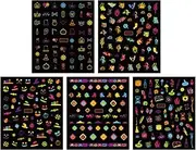 Baluue 5Sheets Halloween Nail Stickers Glow Dark Nail Art Decals Self Adhesive Nail Stickers for Nails Unique Halloween Designs for Festive Nail Decoration