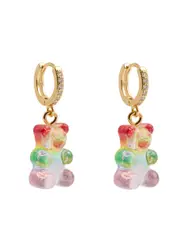 Crystal Haze Rainbow Nostalgia Bear 18kt Gold-plated Hoop Earrings - Multicoloured 1 ONE SIZE