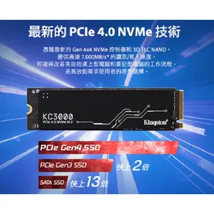 金士頓 KC3000 512GB/1TB/2TB PCIe 4.0 NVMe M.2 SSD SKC3000S