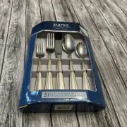 20 pc Hampton Silversmiths Stainless 18/10 Lorraine Frosted Fork Knife Spoon