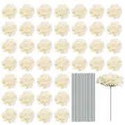 Silk Artificial Hydrangea Flowers,Beige Artificial Flowers Heads w Stems,30 Set