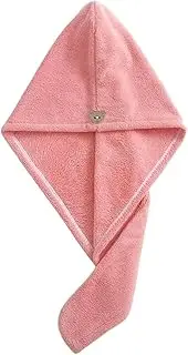 Hair Towel Super Absorbent Hair Towel Care Cap with Button Wrap Fast Drying Hair Wraps for Women Bathroom Accessori(Pink)