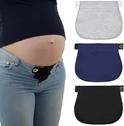 [Hnonoxy] 3 Pcs Maternity Pants Extender Adjustable Elastic Waist Pregnancy Belt Extender Elastic Maternity Pants Extender for Pregnant Woman, 22 * 20 * 16CM
