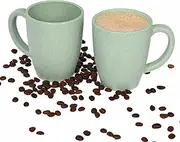 [Eha] Set of 2 Earth-Friendly Classic Coffee Mug | 10 oz | Made with Rice Husk & Bamboo Fibers | Microwave Safe | for Hot & Cold Coffee, Milk & Tea Cup | Matte Finish Mugs Pack of 2 Celeste