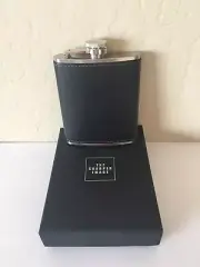 Sharper Image Genuine Leather Flask 6 oz. Stainless Steel