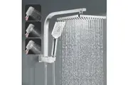 ACA 10" Shower head Set Square Gooseneck shower rail Rain Handheld Head Chrome High Pressure WELS
