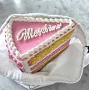 AW20 Moschino Piece Slice of Cake Leather Clutch Bag PINK marie antoinette