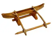 Handcrafted Wooden Outrigger Canoe Model with Stand – 9" Decorative Display Piec
