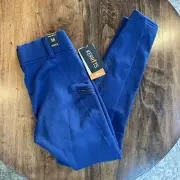 NWT Kerrits Power Stretch Pocket Tights II Knee Patch Sapphire Blue Medium M