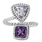 Faceted Amethyst Ring Artisan 925 Sterling Silver Ring Unique Ring